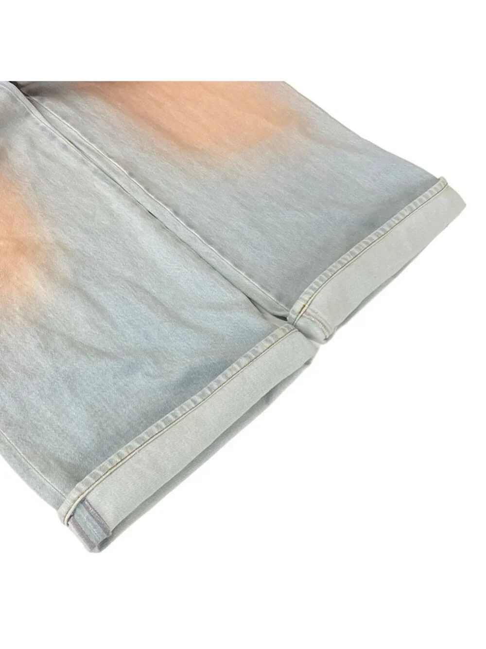 Chanel Jeans 34 S Light Blue Light Pink Wide Pants Gradient Cotton